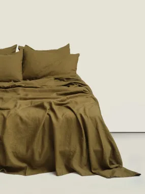 100% Linen Sheet Set in Olive