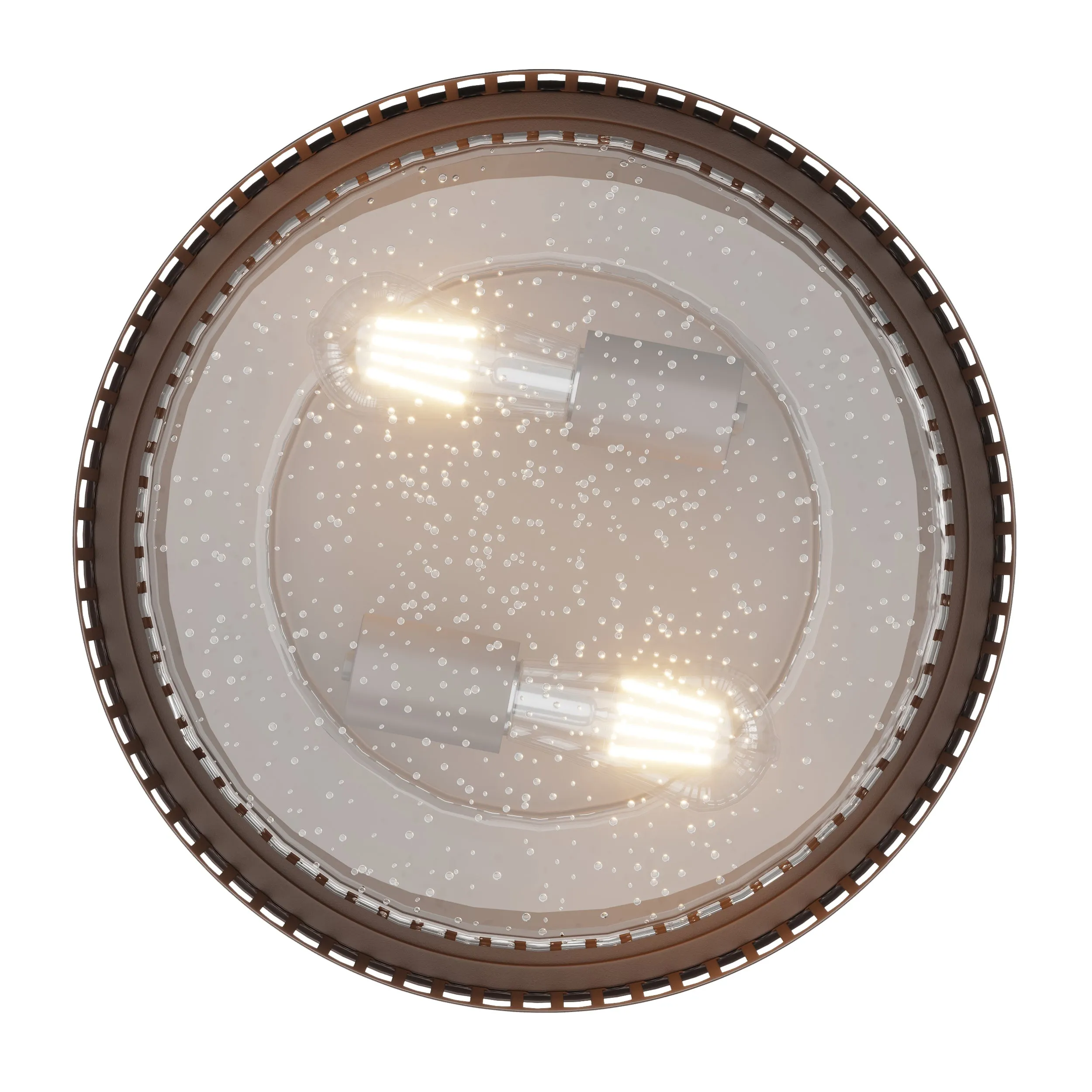 2-Lights Round Cage with Brown Flush Mount Lighting