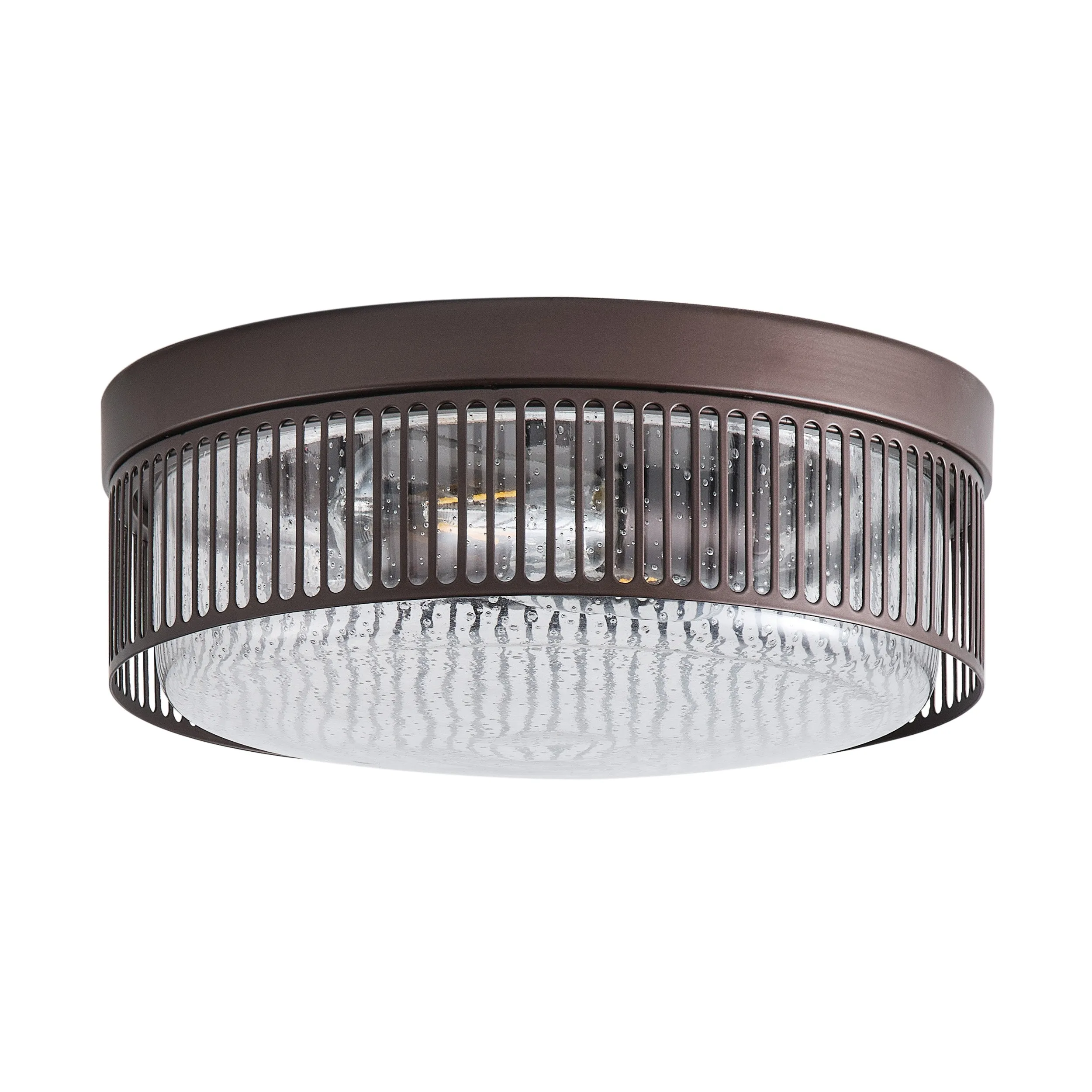 2-Lights Round Cage with Brown Flush Mount Lighting