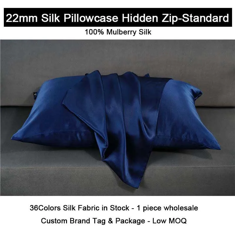 22 Momme Silk Pillowcase - Hidden zip - Standard size - custom and wholesale