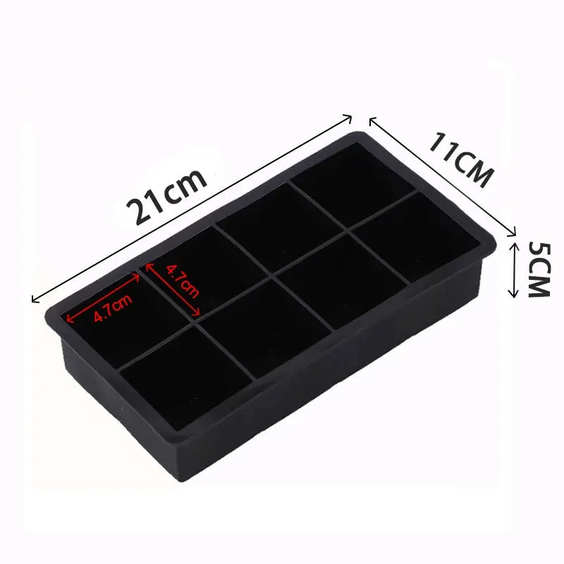 2/4/6/8/15Grid Large Ice Cube Mold Square Ice Tray Mold Large Cubitera Food Grade Silicone Tray Mold DIY Ice Maker Ice Cube Tray