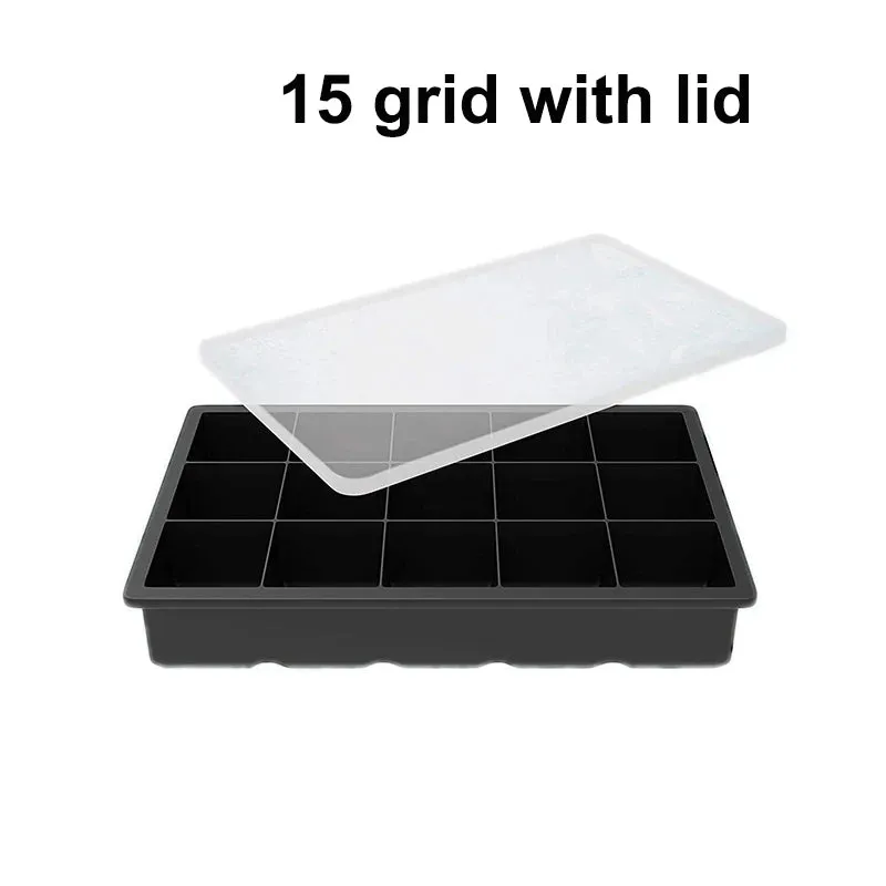 2/4/6/8/15Grid Large Ice Cube Mold Square Ice Tray Mold Large Cubitera Food Grade Silicone Tray Mold DIY Ice Maker Ice Cube Tray