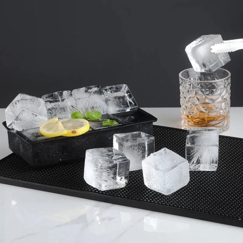 2/4/6/8/15Grid Large Ice Cube Mold Square Ice Tray Mold Large Cubitera Food Grade Silicone Tray Mold DIY Ice Maker Ice Cube Tray