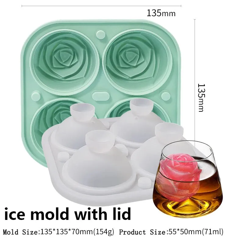 2/4/6/8/15Grid Large Ice Cube Mold Square Ice Tray Mold Large Cubitera Food Grade Silicone Tray Mold DIY Ice Maker Ice Cube Tray