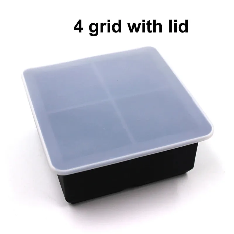 2/4/6/8/15Grid Large Ice Cube Mold Square Ice Tray Mold Large Cubitera Food Grade Silicone Tray Mold DIY Ice Maker Ice Cube Tray