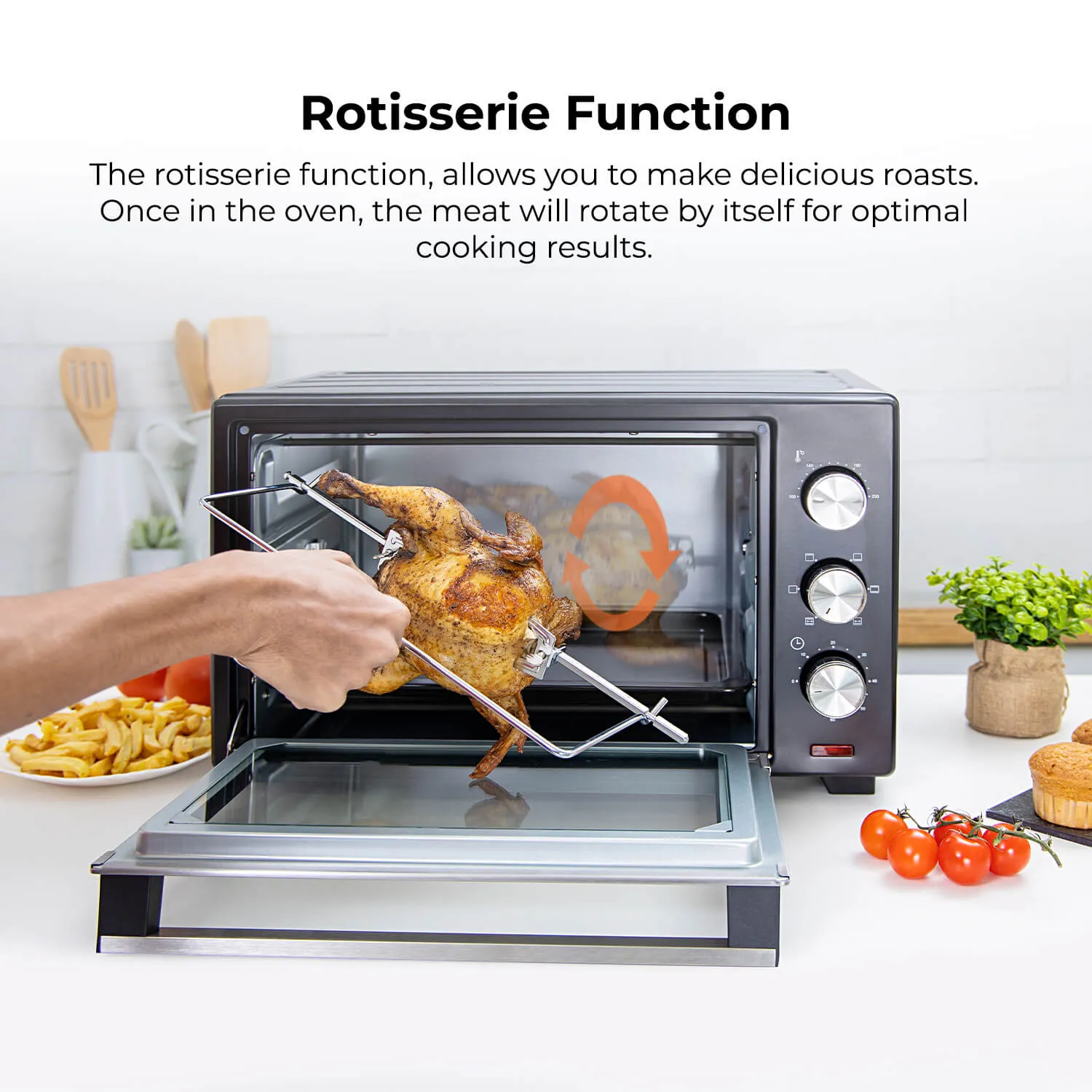 25L Electric Mini Oven Cooker With Grill and Rotisserie