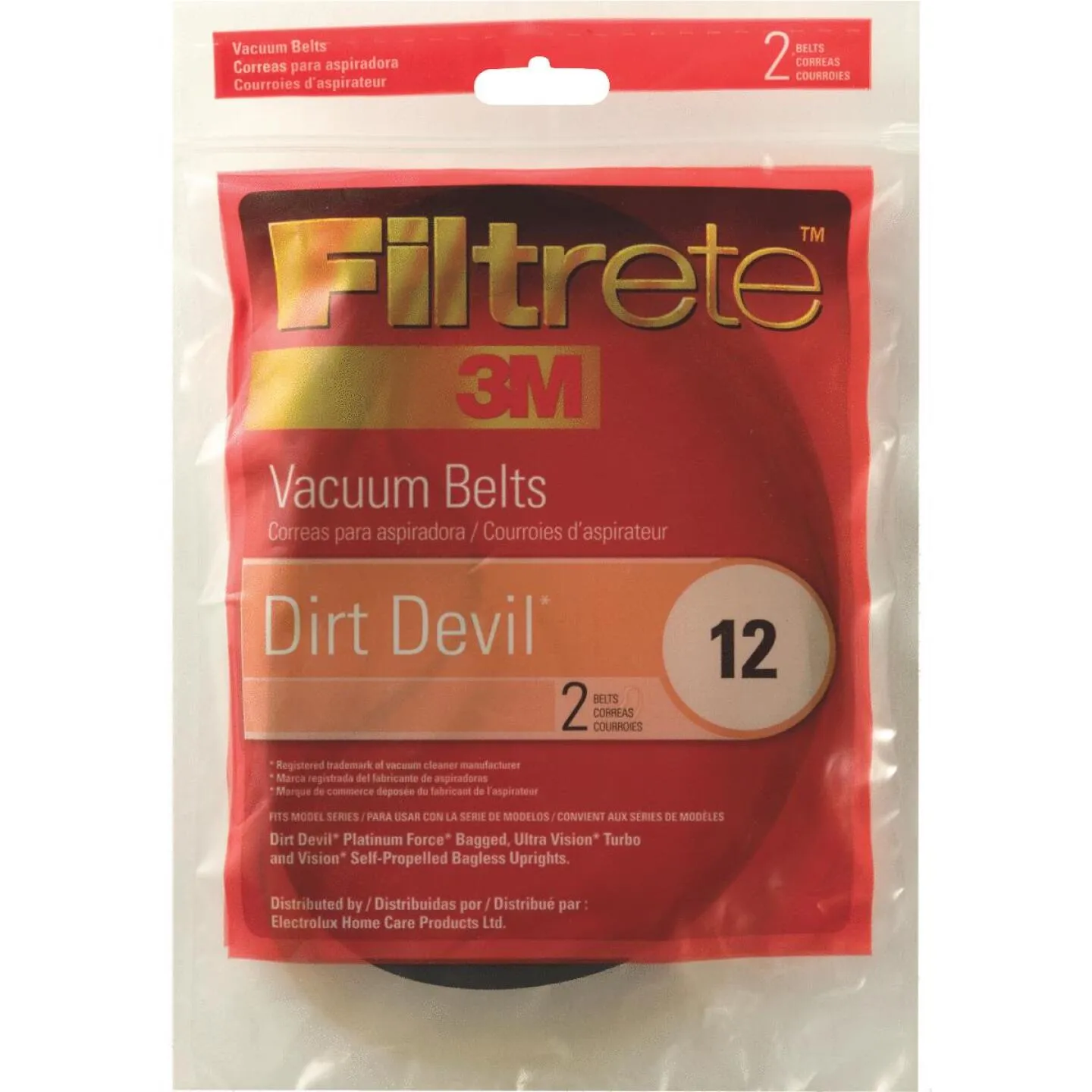 3M Filtrete Dirt Devil Type 12 Kinetix, Platinum Force, Vision Vacuum Cleaner Belt (2-Pack)