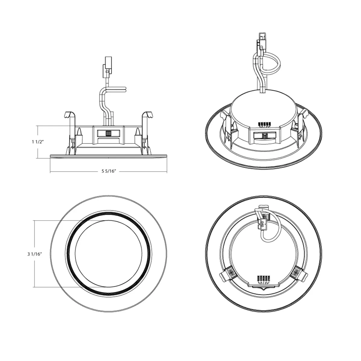 4 inch R34 Retrofit LED Can Light, 8 Watts, 700lm, Selectable 2700K to 5000K, Baffle Trim