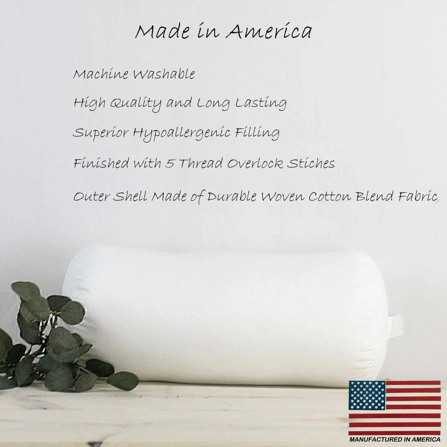 5x18 | Bolster Angel Hair Insert | Indoor Outdoor Down Alternative Hypoallergenic Pillow Insert | Quality Insert | Premium Insert