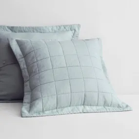 Abbotson Mint Frost Linen Quilted European Pillowcase by Sheridan