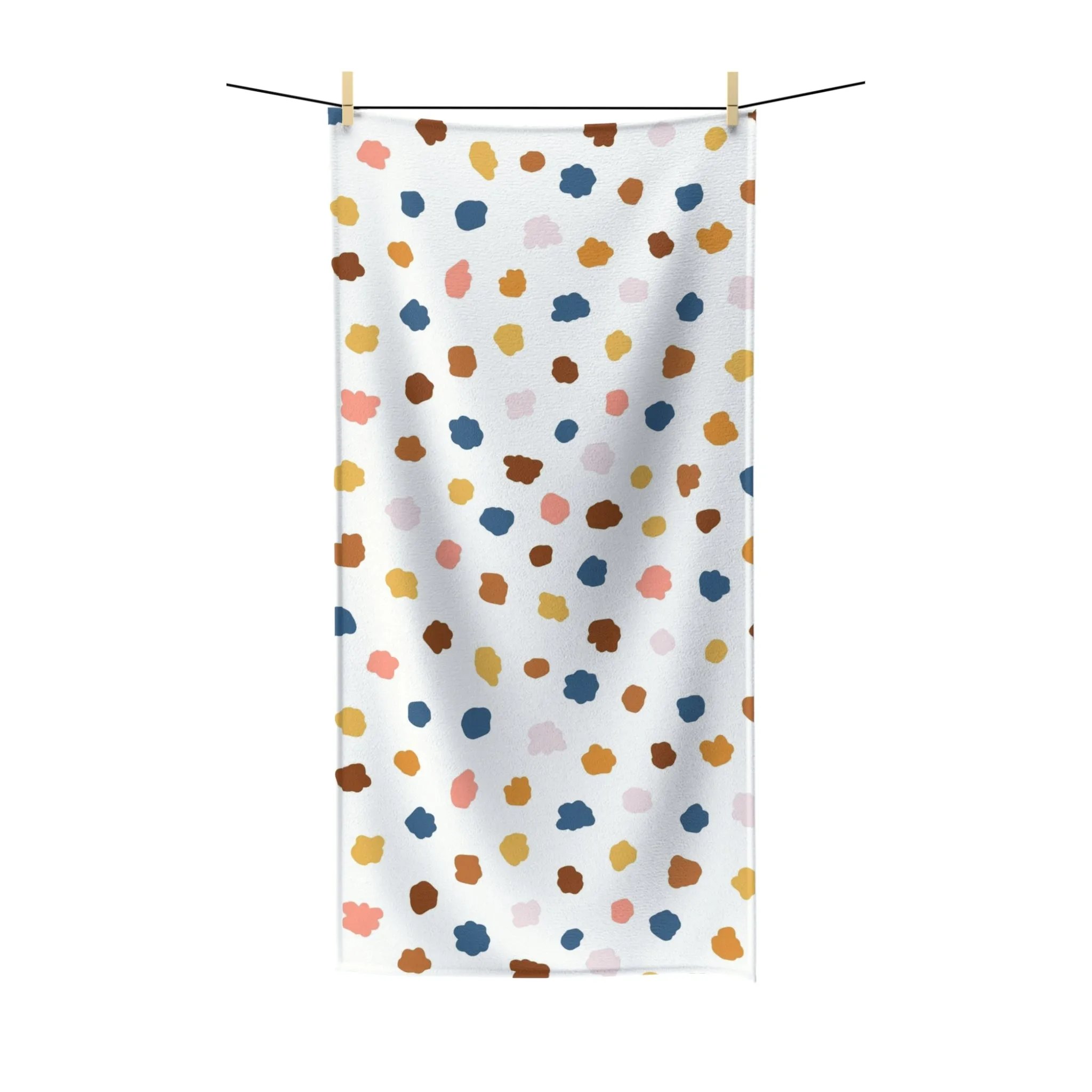 Abstract Bath Beach Towel | Colorful Blue Rust Yellow Pink