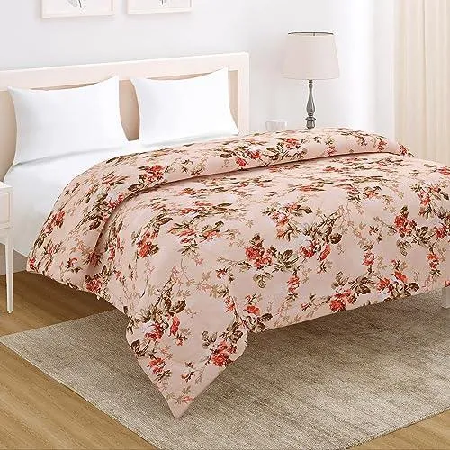 AC Comforter and Bedding Set for Double Bed, Peach Blooming Flower