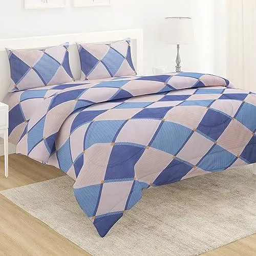 AC Comforter and Bedding Set for Double Bed, Rhombus Cerulean Blue