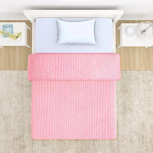 AC Comforter and Bedding Set for Single Bed, Flamingo Pink Zig Zag