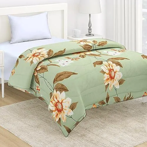 AC Comforter and Bedding Set for Single Bed, Pistachio Green Sunflower