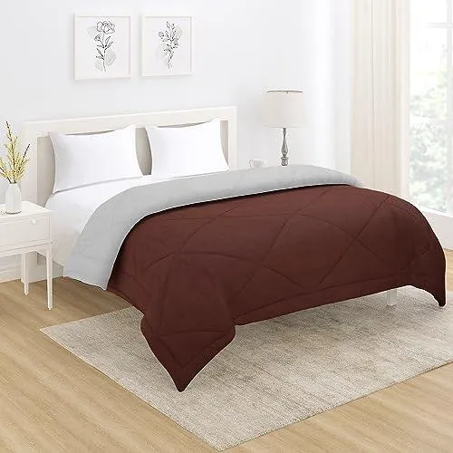 AC Comforter for Double Bed, Chocolate Brown & Cloud Grey