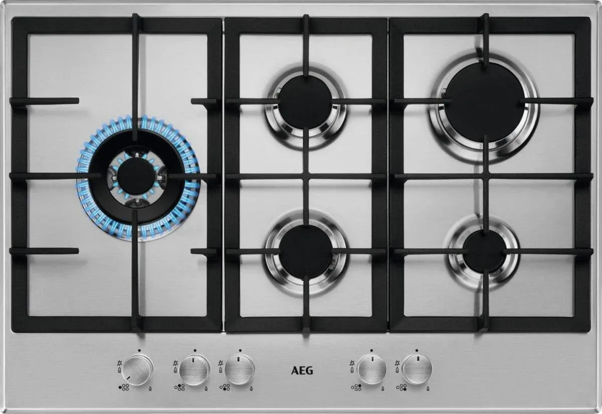 AEG HGB75500SM 75cm 5 Burner Gas Hob, Stainless Steel