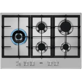 AEG HGB75500SM 75cm 5 Burner Gas Hob, Stainless Steel