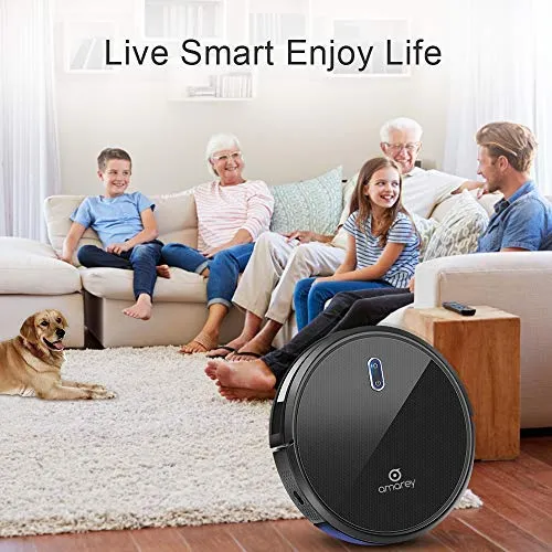 Amarey A800 Robot Vacuum, 1400PA Super Suction, 2.7inch Super Thin, 100mins Long Lasting,Self-Charging, Timing Function, Multiple Cleaning Modes, Best Robot Vacuums for Pet Hair, Hard Floor, Carpet