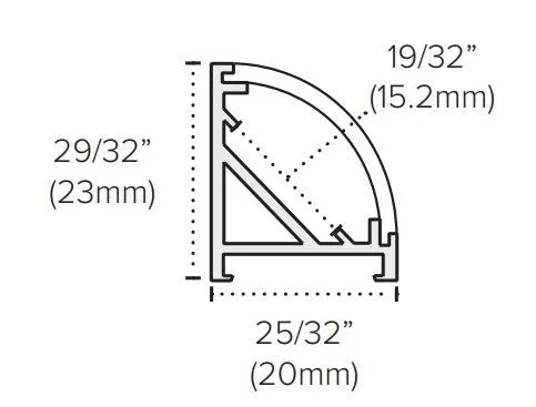 American Lighting PE-RAD Premium Extrusion Radius Surface Mount 1M/2M