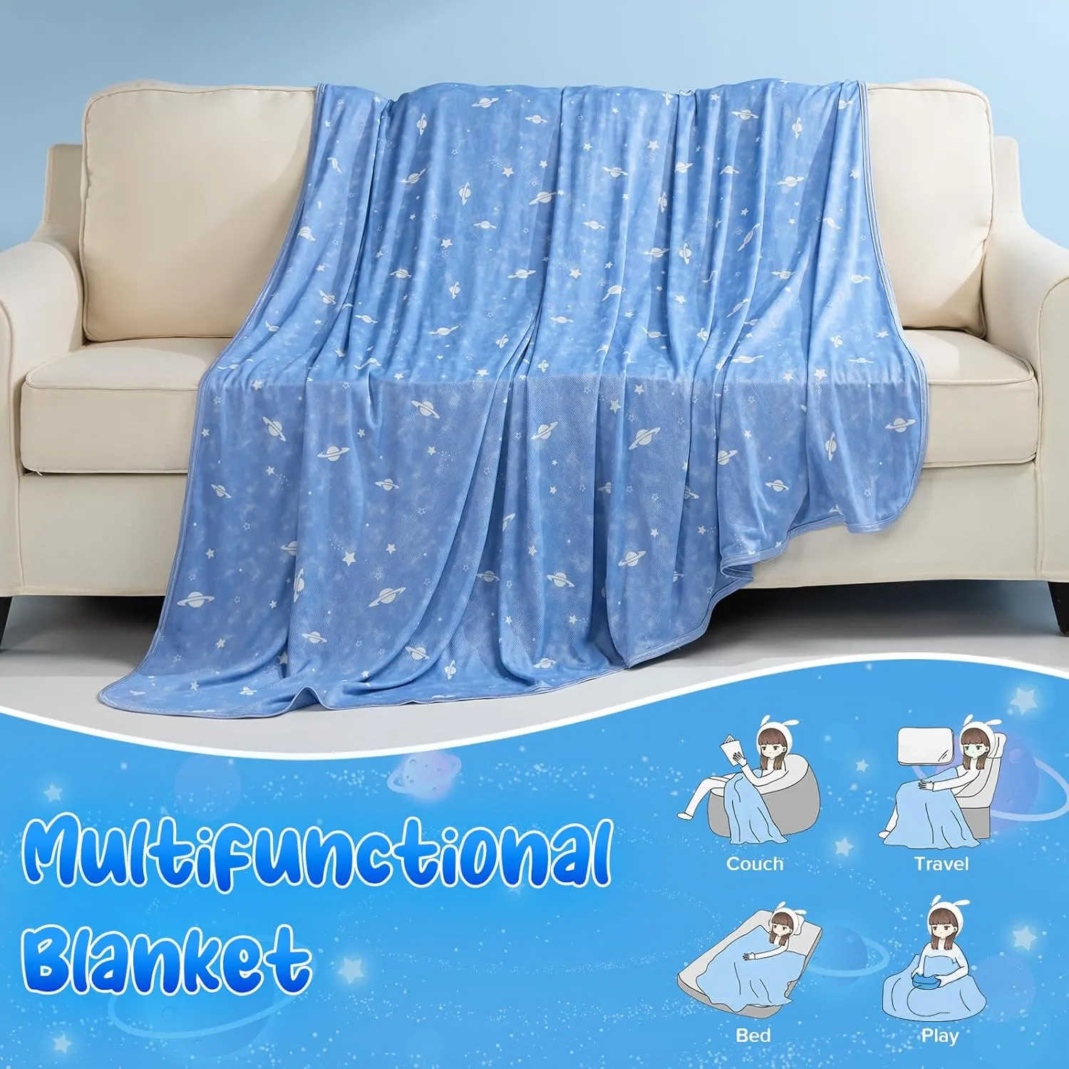 Arc-chill Extreme Q Max 0.5 Cooling Blanket Glow in Dark Summer Blanket for Kids