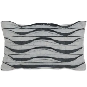 Art Deco Dark Gray Pleated Lumbar Pillow Cover 13x22