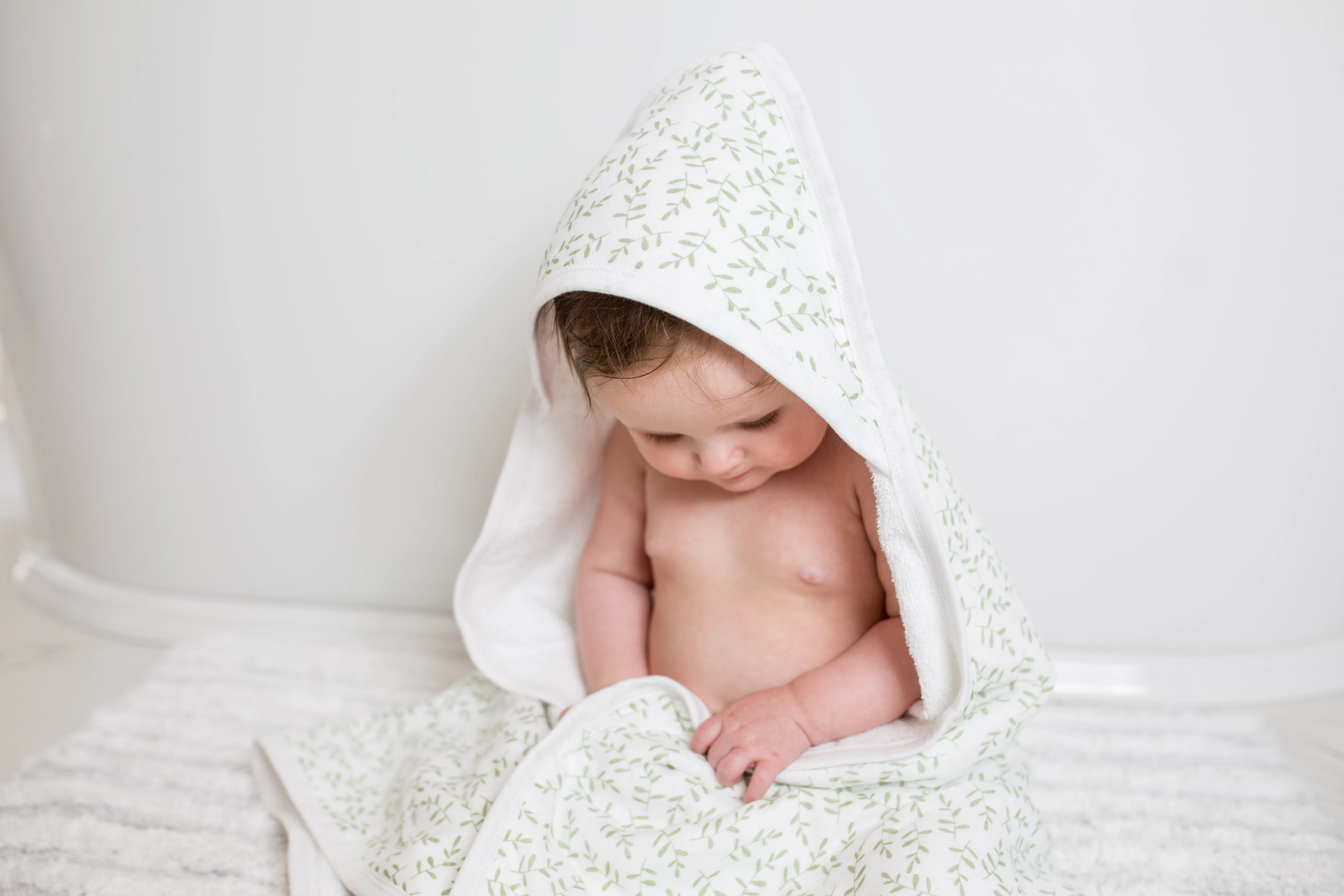 Baby Hooded Bath Towel 'Greenery'