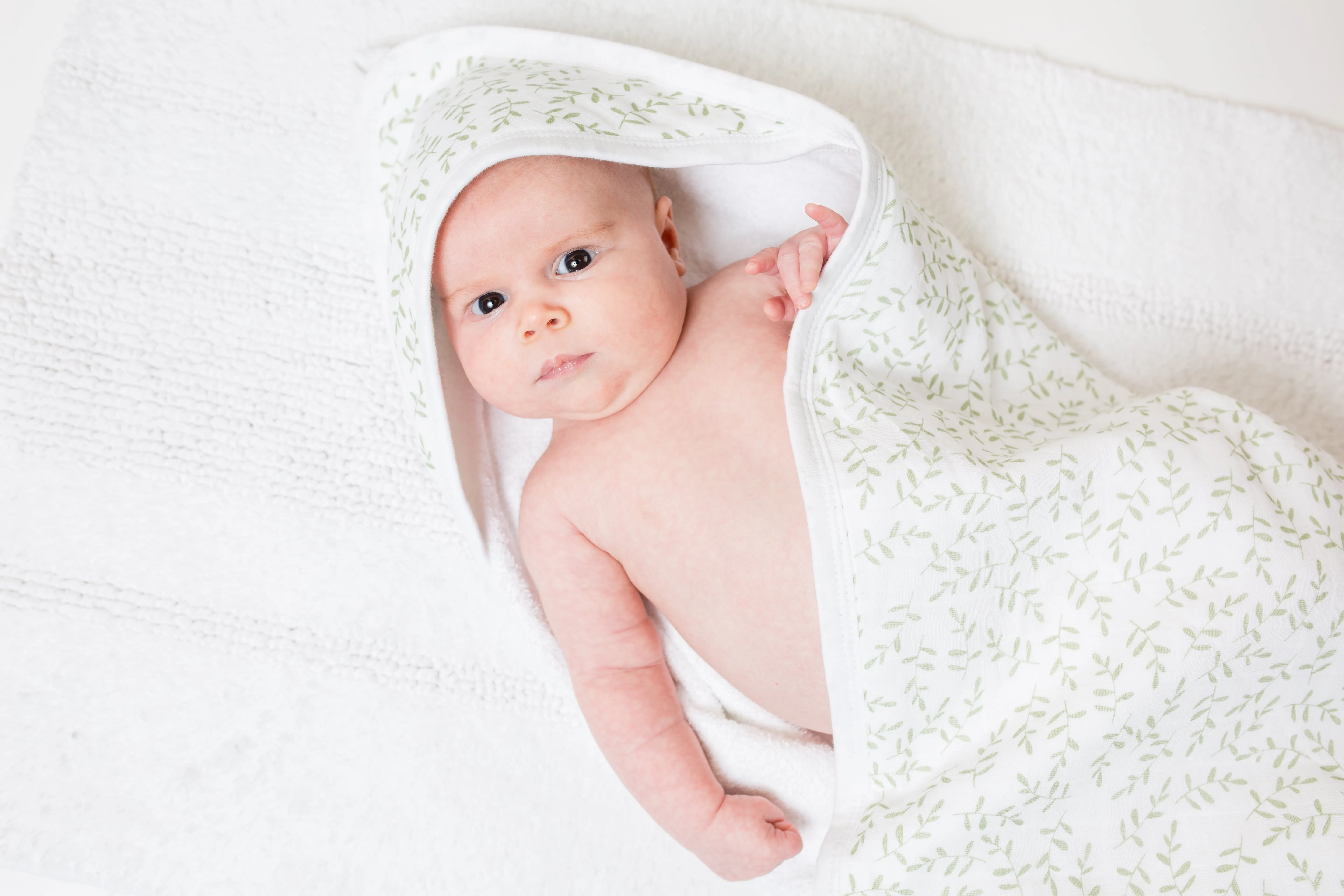 Baby Hooded Bath Towel 'Greenery'