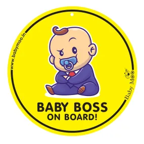 Baby Moo Baby Boss Car Safety Sign With Vacuum Suction Cup Clip Single - Black