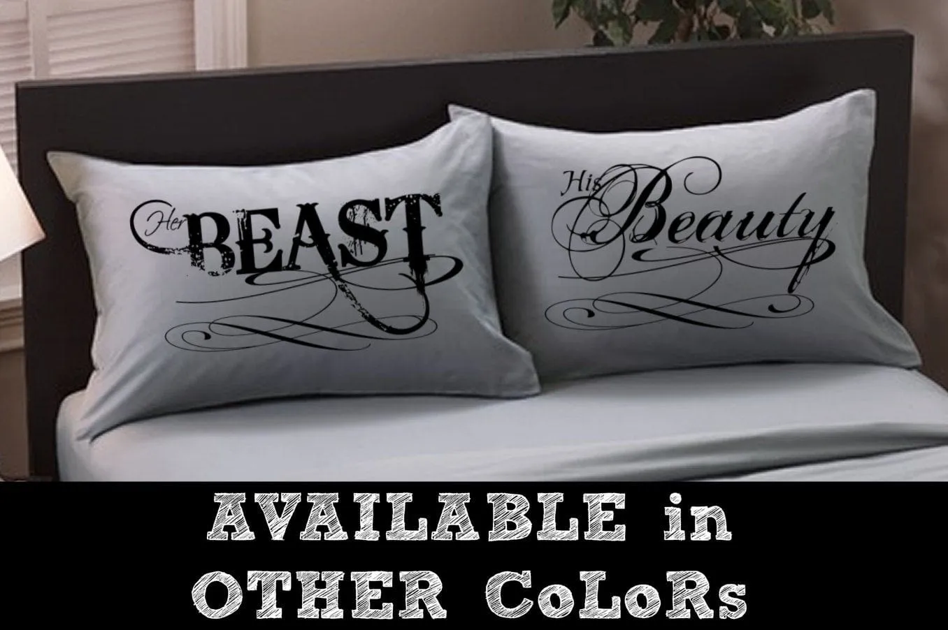 Beauty and the Beast Pillowcases Boyfriend Girlfriend Couple Anniversary Pillowcases for Him for Her