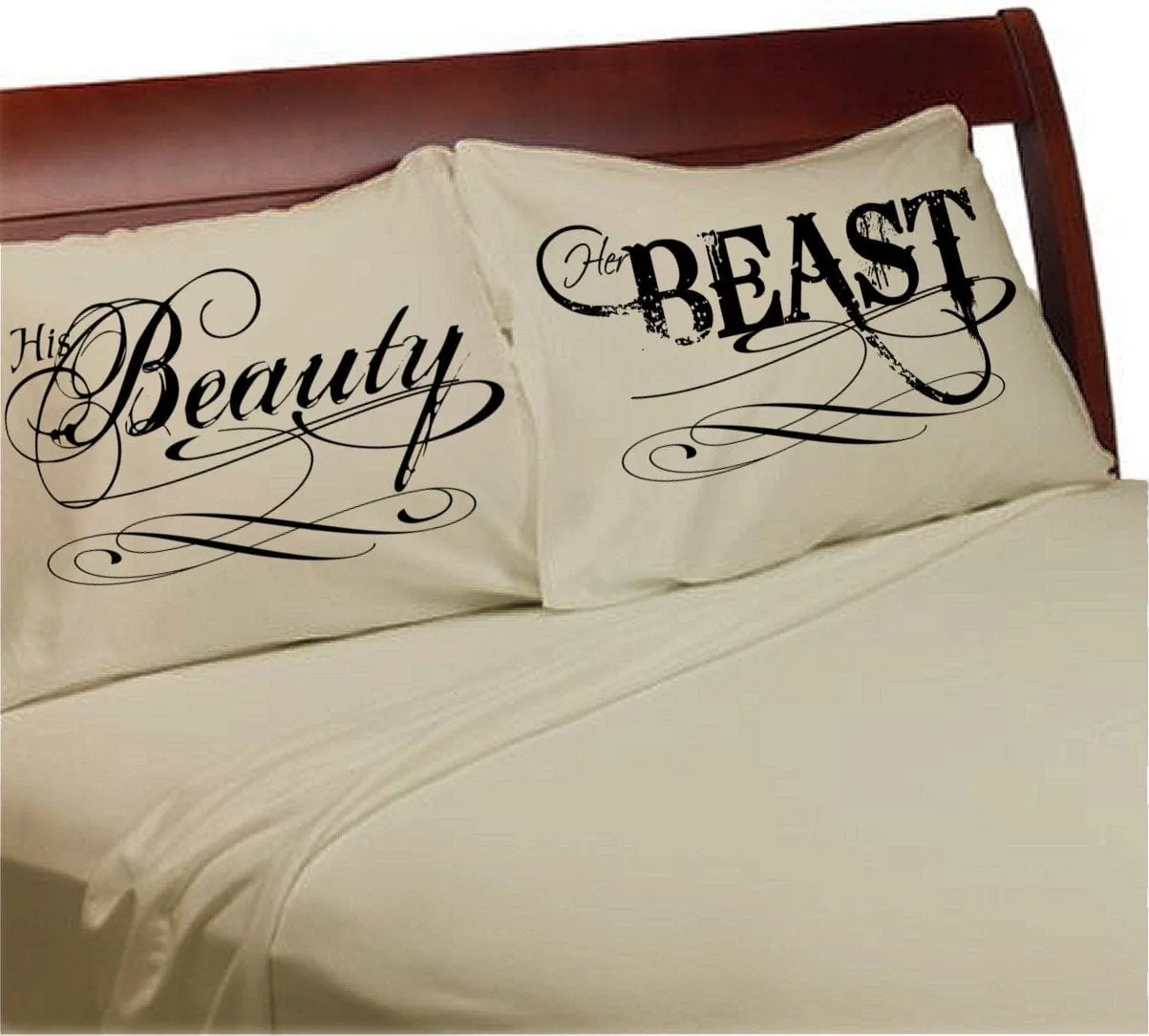 Beauty and the Beast Pillowcases Boyfriend Girlfriend Couple Anniversary Pillowcases for Him for Her