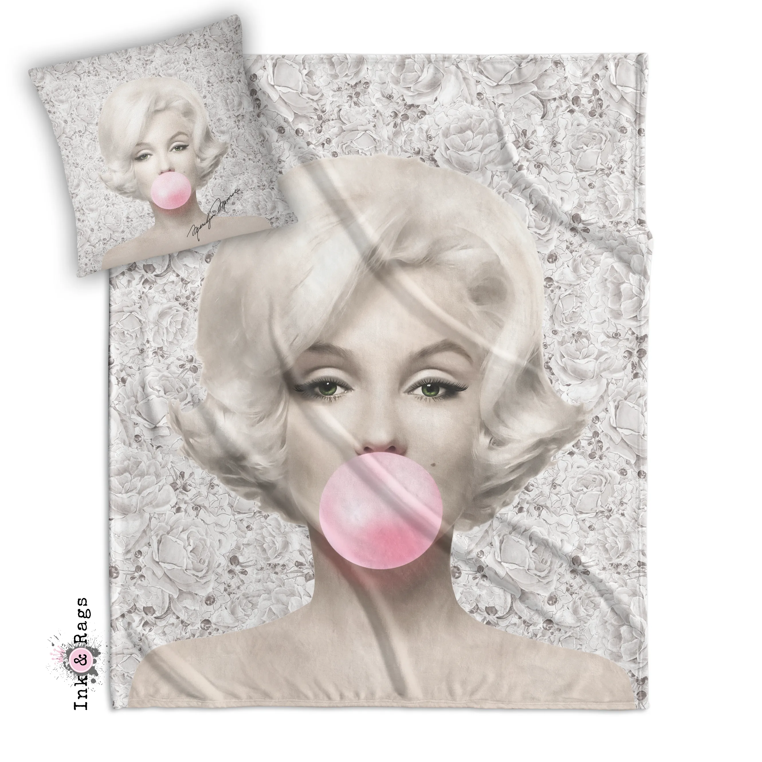 Beige Rose Marilyn Monroe Decorative Throw and Pillow Cover Set