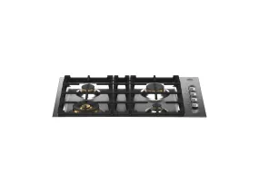 Bertazzoni PROF304QBXT 30 Drop-In Gas Cooktop 4 Brass Burners Stainless Steel