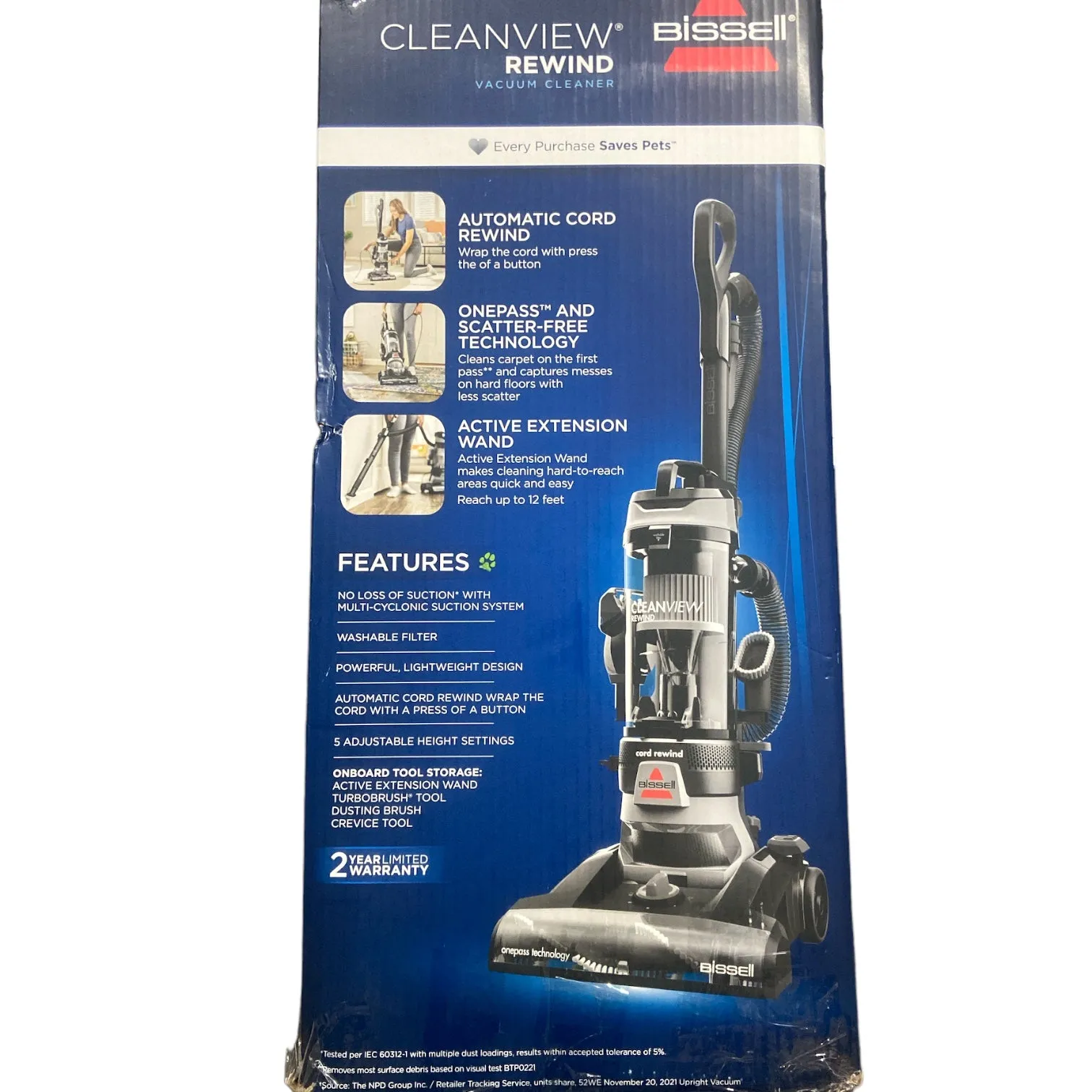 BISSELL Cleanview Rewind 2.0 Upright Vacuum, XL Dirt Capacity, 3675