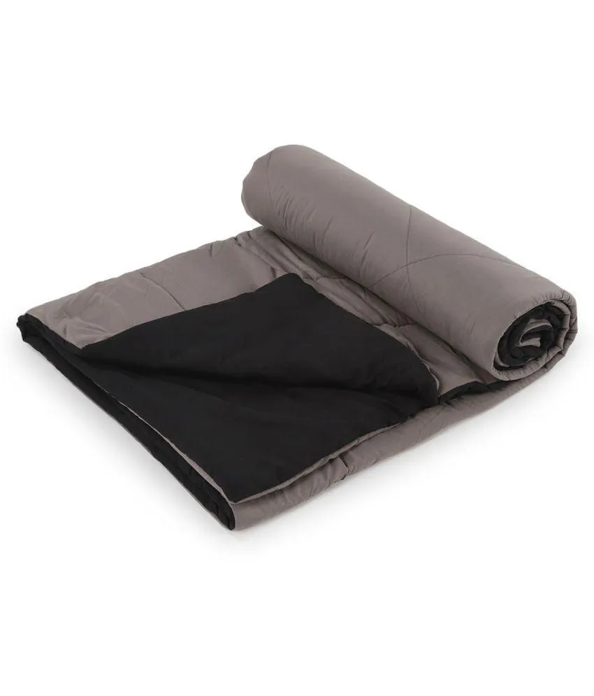 Black & Grey Solid Single Comforter (150 X 210 Cm, Black)