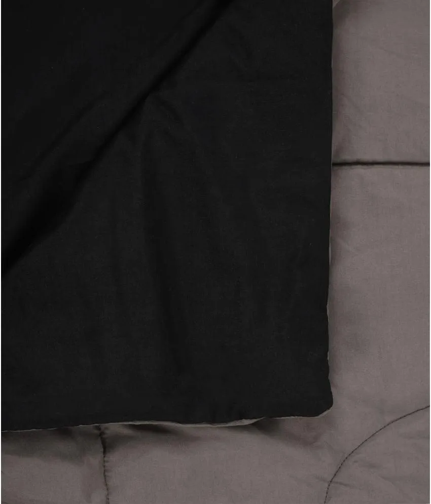 Black & Grey Solid Single Comforter (150 X 210 Cm, Black)