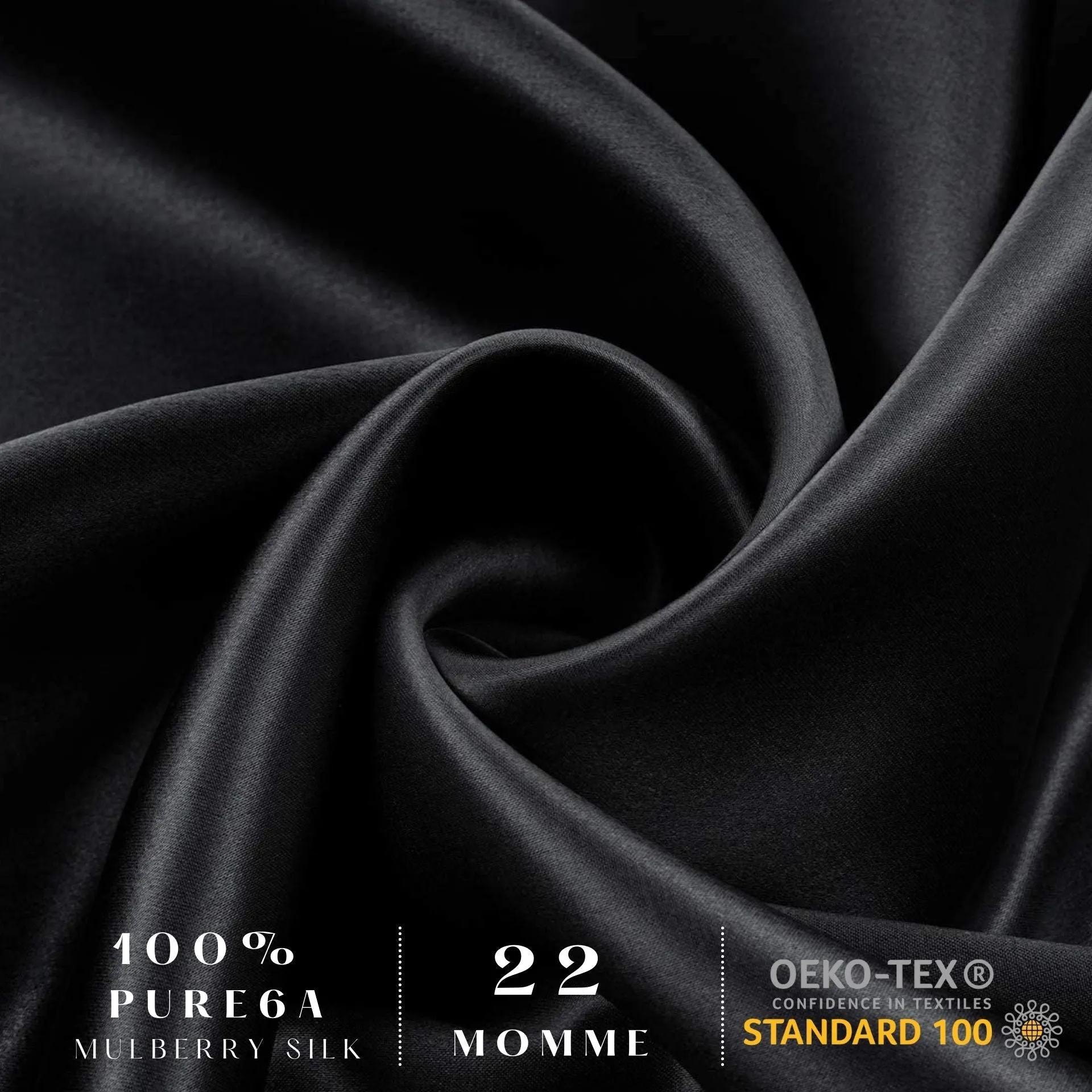 Black Silk Pillowcase - King - Zip Closure