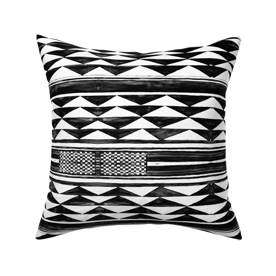 Black Throw pillow cover / Geometric pillow / Bohemian Cushion / Painted Pillow / Quilt Pillow cover & Other Sizes