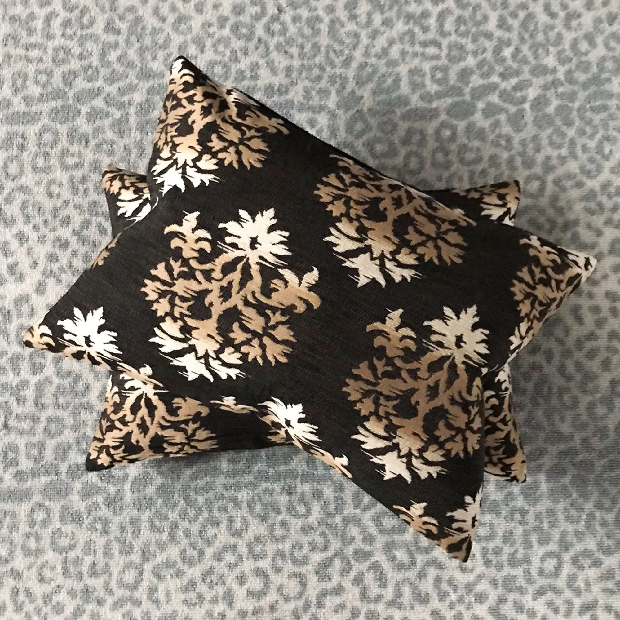 Black Woven Damask Lumbar Pillow Cover 16x22