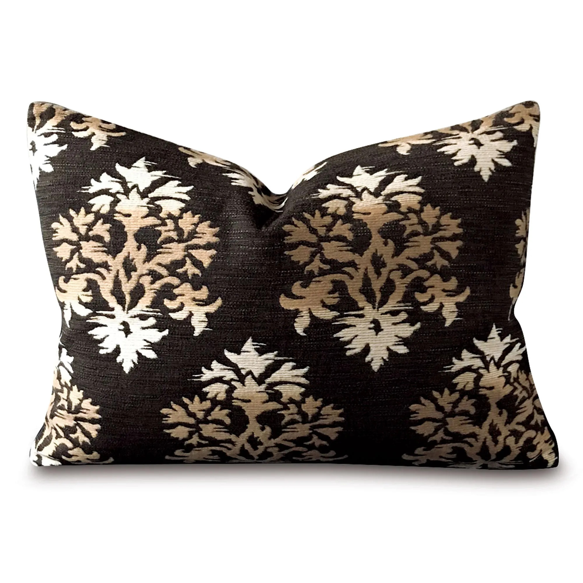 Black Woven Damask Lumbar Pillow Cover 16x22