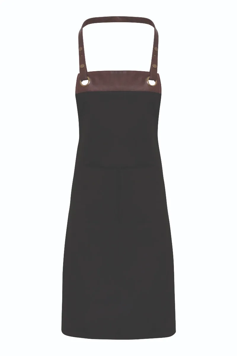 Black/Brown Espresso Adjustable Bib Apron (2 Pockets)