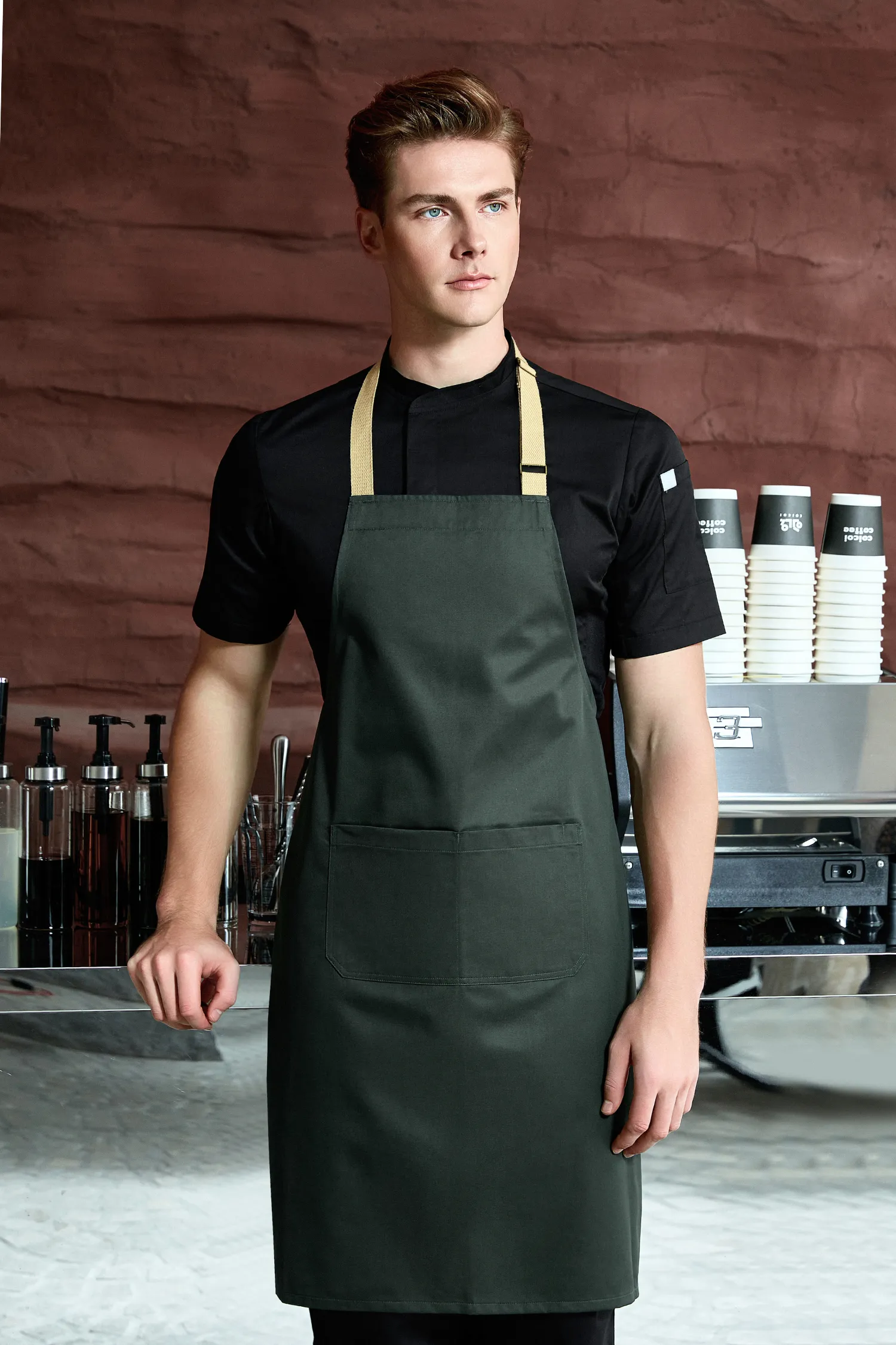 Blake Olive Green Bib Apron