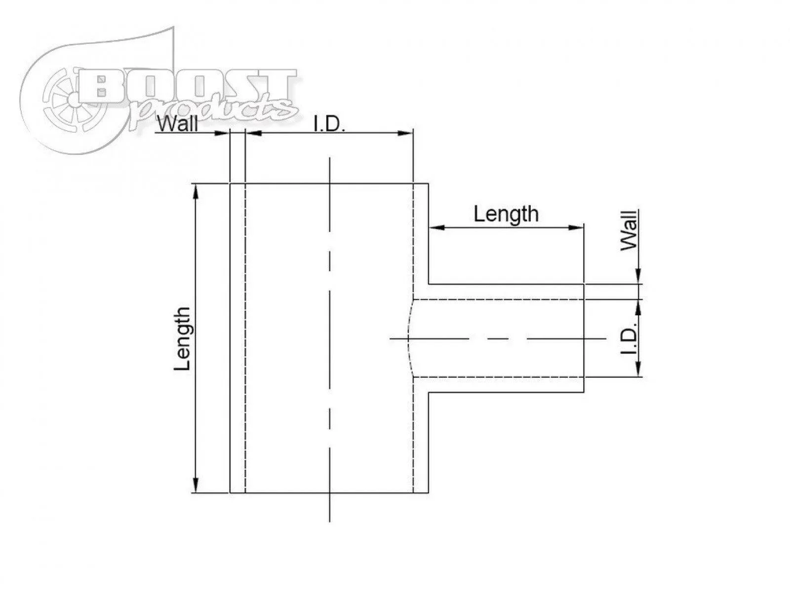 BOOST Products Silicone T-piece Adapter 63,5mm (2-1/2") ID / 25mm (1") Branch ID / Black