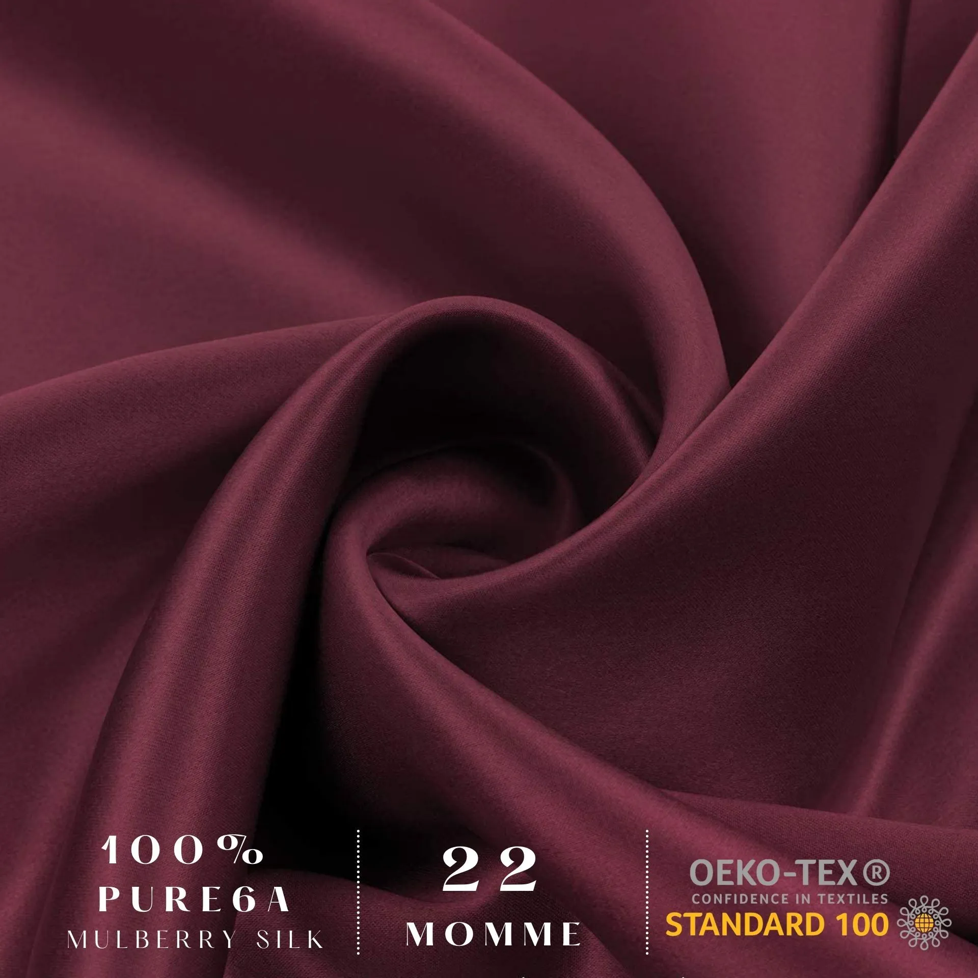 Burgundy Silk Pillowcase- NZ Standard  Size - Zip Closure