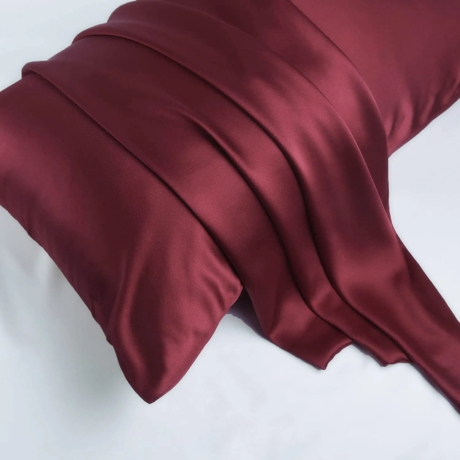 Burgundy Silk Pillowcase- NZ Standard  Size - Zip Closure