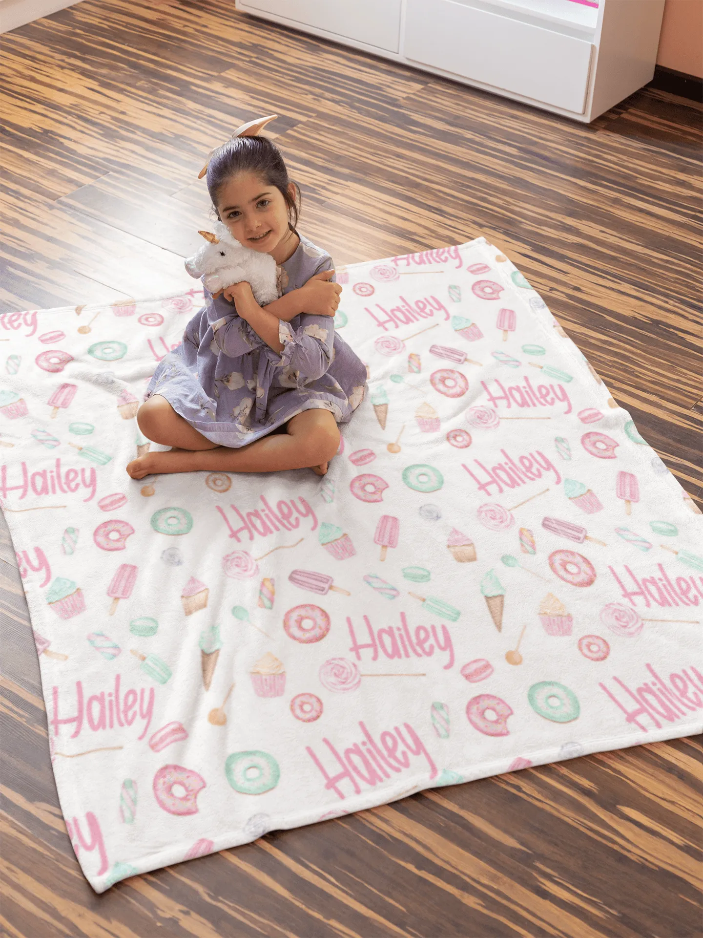 Candy Land Print Personalized Minky Blanket (Plush Minky)