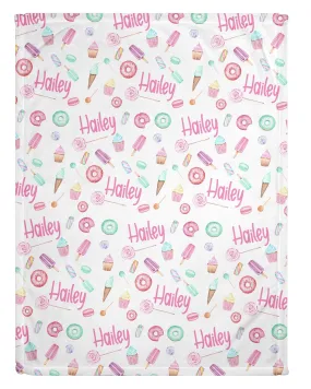 Candy Land Print Personalized Minky Blanket (Plush Minky)