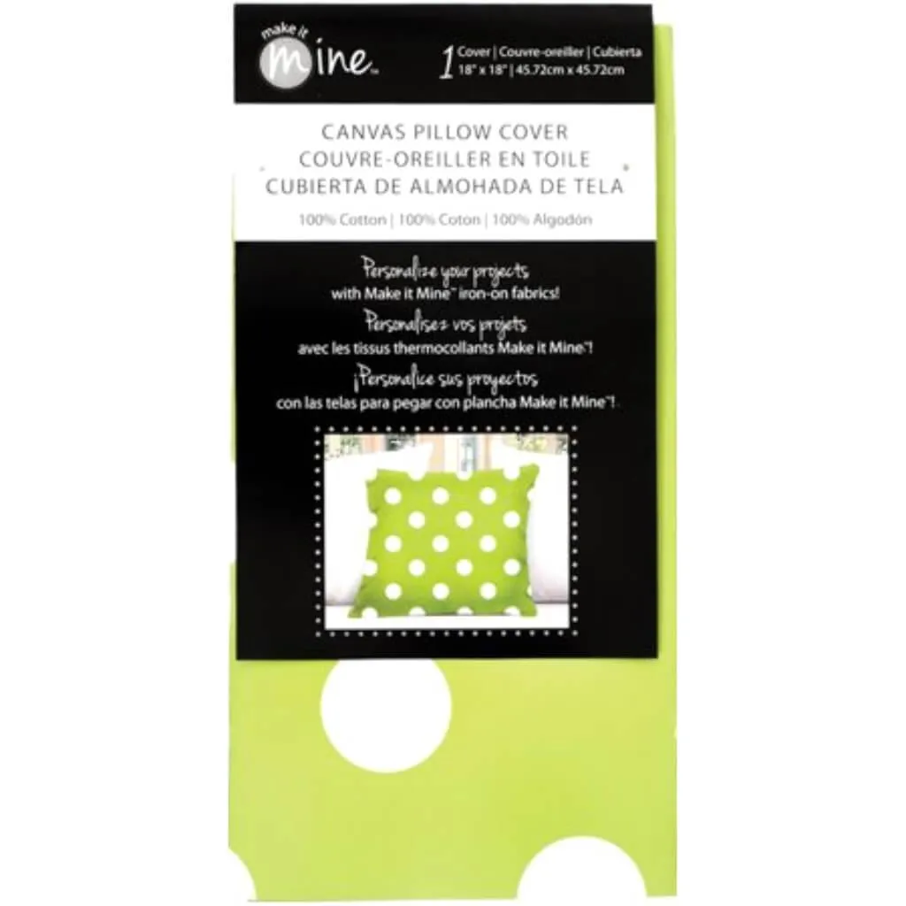 Canvas Pillow Cover 18in x 18in Lime Dot