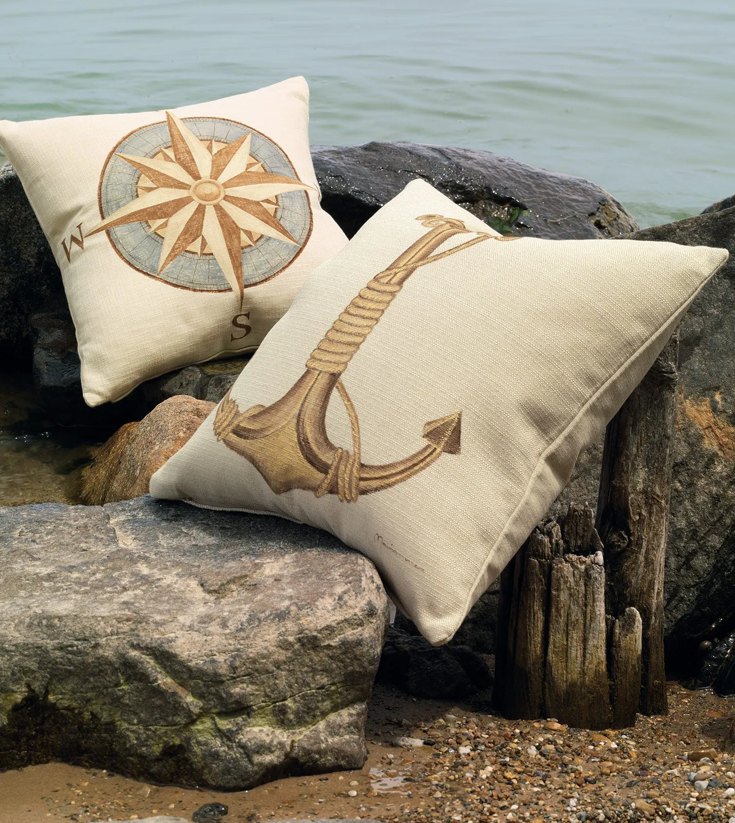 Captain's Compass Novelty Throw Pillow Cover 22x22