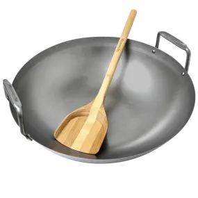 Carbon Steel Grill Wok w/ Bamboo Spatula